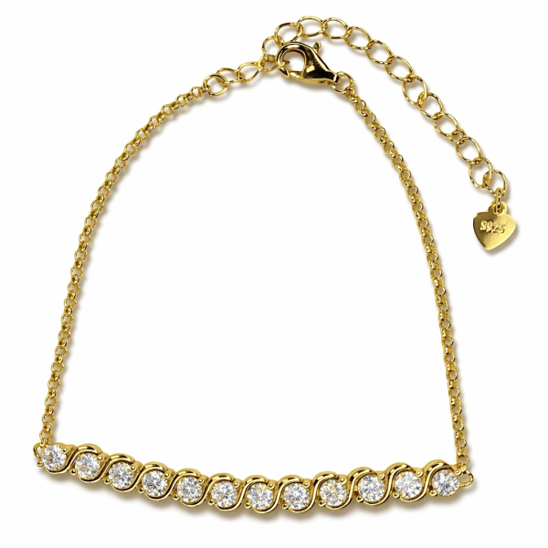Elegantna ženska narukvica sa 12 Moissanit kamenja (Zlato)