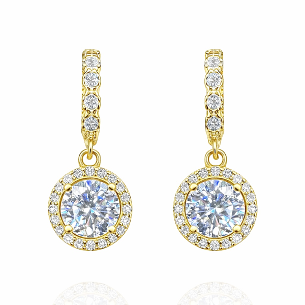 Viseće ženske naušnice sa moissanitom – elegantan i moderan dizajn (Zlato)